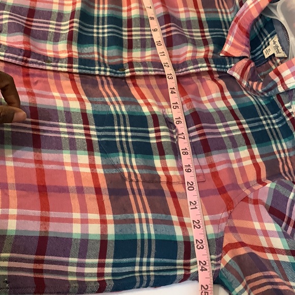 Lucky Brand Plaid Split Back Flannel Button Down Shirt Women’s Top Size XL - Picture 10 of 10